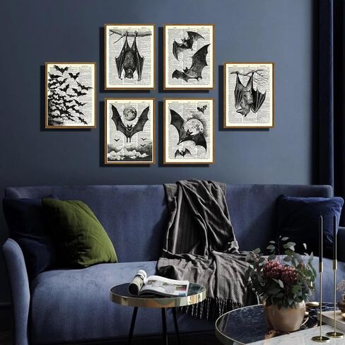 6Pcs Black Raven Wall Art Dark Academia Wall Decor Pictures Victorian Gothic Crow Canvas Posters Prints for Living Room Bedroom Decoration Unframed (8x10in) in Saudi Arabia
