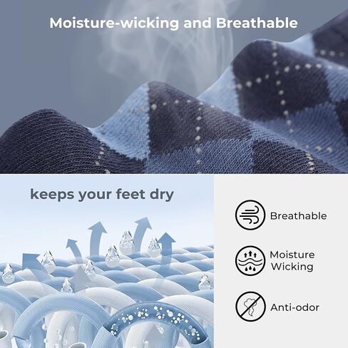 BAMBOO COOL Men's Crew Socks Bamboo Viscose Breathable Dress Socks For Men, Casual Lightweight Comfort 6 Pack in Kuwait