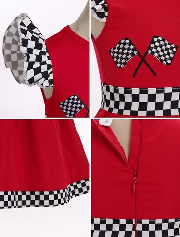 ODASDO Baby Girl Toddler Kids Racing Car 1st 2nd Birthday Outfit Checkered Flutter Sleeve A-line Ruffle Dress in Kuwait