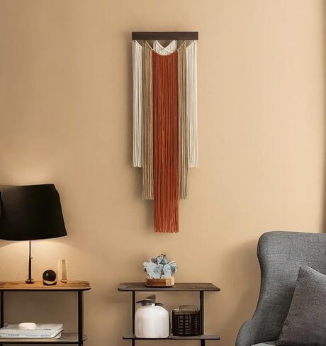 Macrame Wall Hanging 15.7x47.2Inch Fiber Handmade Macrame Wall Hanging Bohemian Yarn Tapestry Living Room Bedroom Modern Home Decor For Boho Home Decoration (A) in Saudi Arabia
