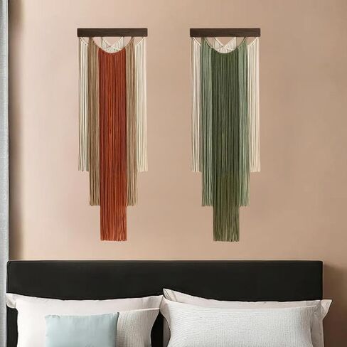 Macrame Wall Hanging 15.7x47.2Inch Fiber Handmade Macrame Wall Hanging Bohemian Yarn Tapestry Living Room Bedroom Modern Home Decor For Boho Home Decoration (A) in Saudi Arabia