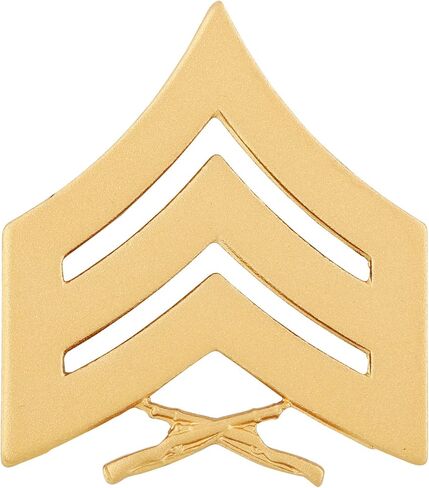 Marine Chevron Satin Gold Sergeant SGT E5 22K Gold Plated Rank Pin On Pair in Saudi Arabia