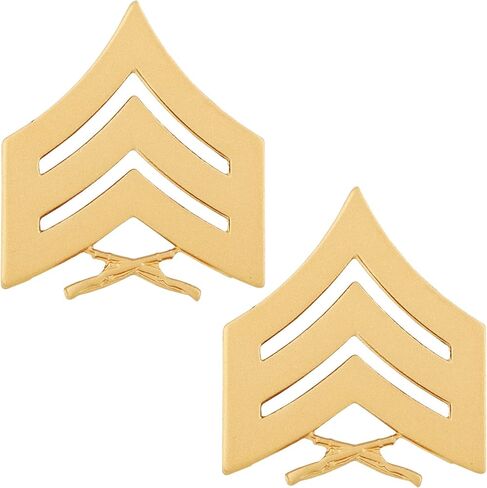 Marine Chevron Satin Gold Sergeant SGT E5 22K Gold Plated Rank Pin On Pair in Saudi Arabia
