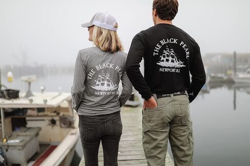 The Black Pearl Long Sleeve Tall Ship Logo - 100% Soft Cotton Unisex T-Shirt in Saudi Arabia