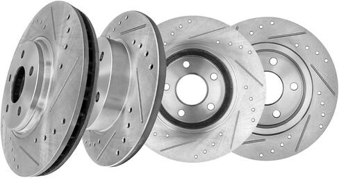 PM Auto Set of 4 Front 296mm-Rear 270mm Drilled Slotted Brake Disc Rotors For 2004-2012 Chevrolet Malibu in Saudi Arabia
