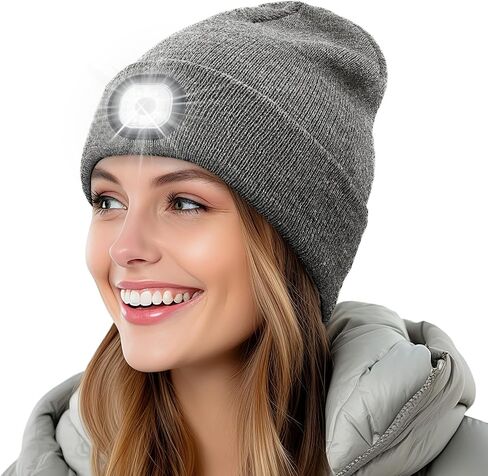 Beanie with Light, Winter Warm LED Beanie, Built-in Headlamp Rechargeable for Men Women, Multiple Colors Available in Saudi Arabia