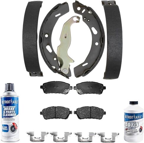 Detroit Axle - Brake Kit for 2011-2019 Ford Fiesta, Front and Rear Semi-metallic Brake Shoes Ceramic Brake Pads w/Hardware 2012 2013 2014 2015 2016 2017 2018 Replacement in Saudi Arabia