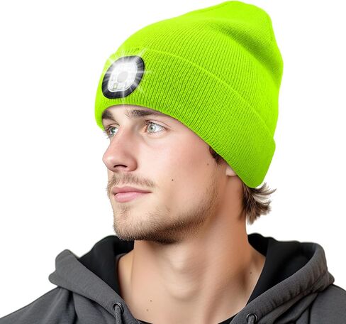 Beanie with Light, Winter Warm LED Beanie, Built-in Headlamp Rechargeable for Men Women, Multiple Colors Available in Saudi Arabia