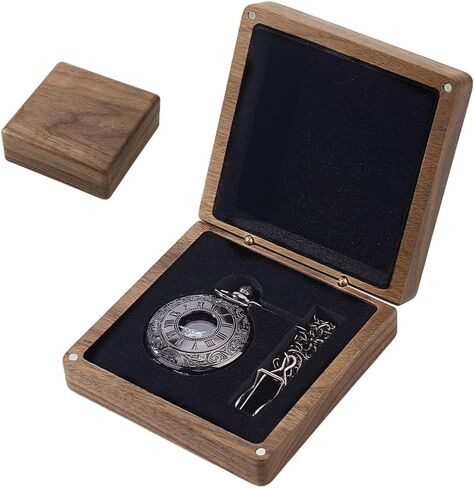 AHANDMAKER Walnut Wood Pocket Watch Box, Portable Single Watch Gift Box with Pillow Wood Wristwatch Case Jewelry Storage Travel Organizer for Men Women, Coconut Brown in Saudi Arabia