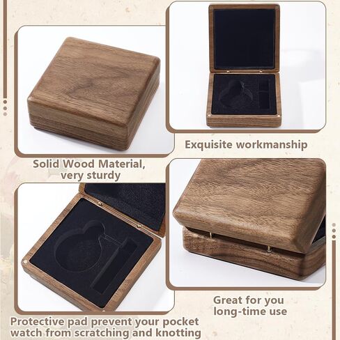 AHANDMAKER Walnut Wood Pocket Watch Box, Portable Single Watch Gift Box with Pillow Wood Wristwatch Case Jewelry Storage Travel Organizer for Men Women, Coconut Brown in Saudi Arabia