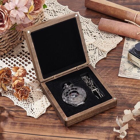 AHANDMAKER Walnut Wood Pocket Watch Box, Portable Single Watch Gift Box with Pillow Wood Wristwatch Case Jewelry Storage Travel Organizer for Men Women, Coconut Brown in Saudi Arabia