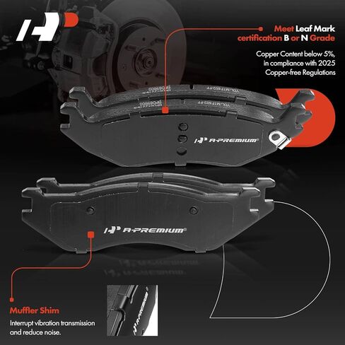 A-Premium Front and Rear Ceramic Disc Brake Pads Set Compatible with Select Dodge Models - Durango 2003-2006, Ram 1500 2002-2005, with Hardware, 8 Pcs in Saudi Arabia