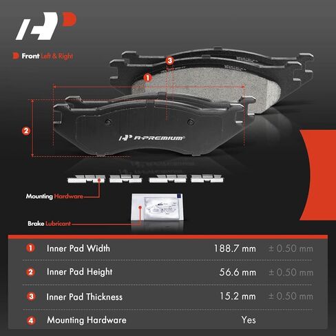 A-Premium Front and Rear Ceramic Disc Brake Pads Set Compatible with Select Dodge Models - Durango 2003-2006, Ram 1500 2002-2005, with Hardware, 8 Pcs in Saudi Arabia