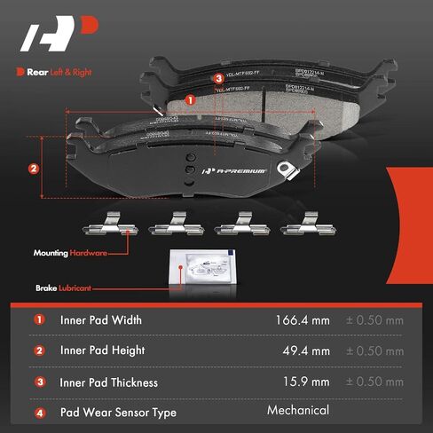 A-Premium Front and Rear Ceramic Disc Brake Pads Set Compatible with Select Dodge Models - Durango 2003-2006, Ram 1500 2002-2005, with Hardware, 8 Pcs in Saudi Arabia
