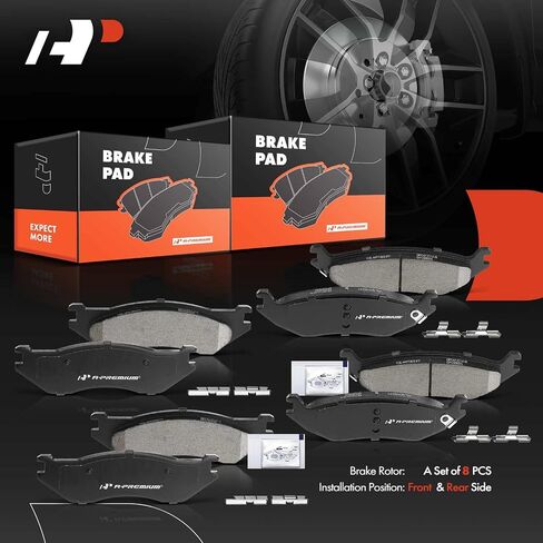 A-Premium Front and Rear Ceramic Disc Brake Pads Set Compatible with Select Dodge Models - Durango 2003-2006, Ram 1500 2002-2005, with Hardware, 8 Pcs in Saudi Arabia