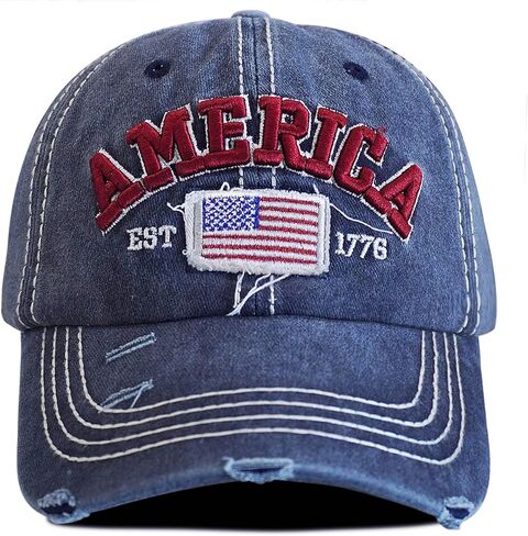 American Flag Patriotic Baseball Cap | Embroidered USA Flag 100% Cotton Adjustable Hat for Men & Women in Kuwait