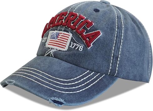 American Flag Patriotic Baseball Cap | Embroidered USA Flag 100% Cotton Adjustable Hat for Men & Women in Kuwait