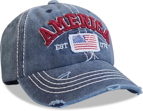 American Flag Patriotic Baseball Cap | Embroidered USA Flag 100% Cotton Adjustable Hat for Men & Women in Kuwait