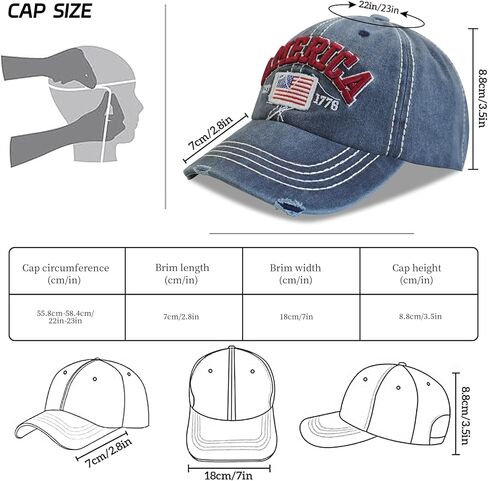 American Flag Patriotic Baseball Cap | Embroidered USA Flag 100% Cotton Adjustable Hat for Men & Women in Kuwait