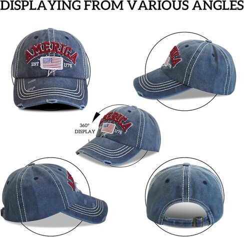 American Flag Patriotic Baseball Cap | Embroidered USA Flag 100% Cotton Adjustable Hat for Men & Women in Kuwait