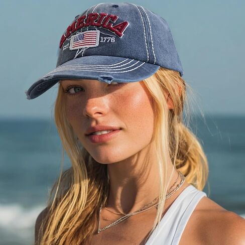 American Flag Patriotic Baseball Cap | Embroidered USA Flag 100% Cotton Adjustable Hat for Men & Women in Kuwait