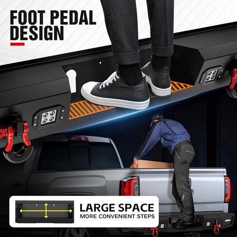 لمصد تاكوما الأمامي والخلفي من الجيل الثاني متوافق مع تويوتا تاكوما 2005-2015 مع لوحة ونش، لوحة انزلاقية، مصابيح LED، دعامة لوحة الترخيص، فتحات مستشعر، درع قابل للطلاء وحلقات على شكل حرف D، أسود in Kuwait