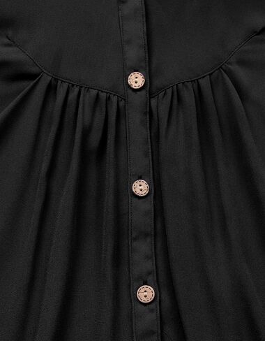 Womens Notch V-Neck Tab Sleeve Button Down Chiffon Blouse Top in Saudi Arabia