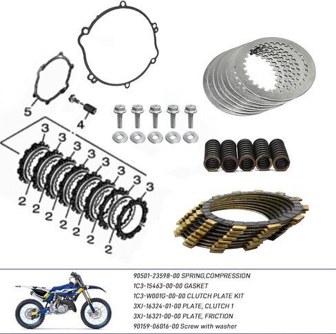 Clutch Kit & Friction Steel Plates Cover Gasket for Yamaha YZ125 2005-2024 YZ125X 2020-2024 in Saudi Arabia