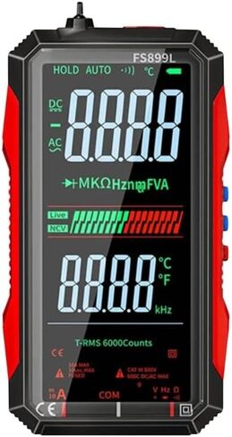 FS899L Digital Multimeter with Color Screen, USB-C Rechargeable Electrical Tester, 6000 Counts True RMS AC/DC Voltage Current Capacitance Resistance Frequency Temperature Measurement NCV Detector in Saudi Arabia