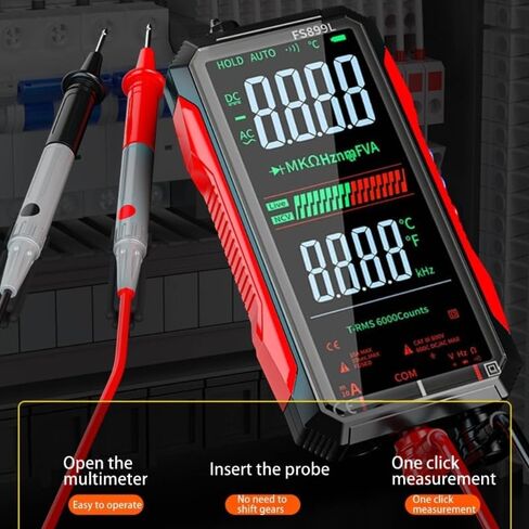 FS899L Digital Multimeter with Color Screen, USB-C Rechargeable Electrical Tester, 6000 Counts True RMS AC/DC Voltage Current Capacitance Resistance Frequency Temperature Measurement NCV Detector in Saudi Arabia