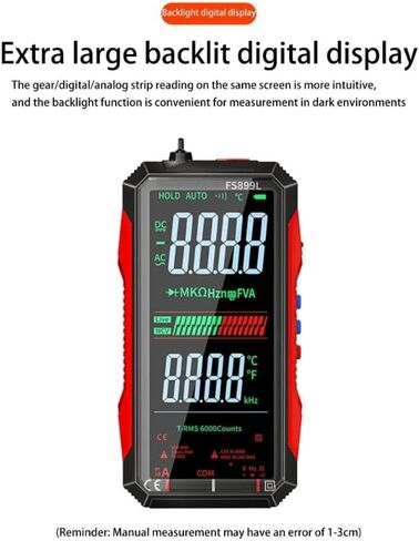 FS899L Digital Multimeter with Color Screen, USB-C Rechargeable Electrical Tester, 6000 Counts True RMS AC/DC Voltage Current Capacitance Resistance Frequency Temperature Measurement NCV Detector in Saudi Arabia