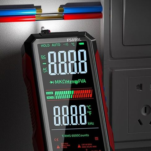 FS899L Digital Multimeter with Color Screen, USB-C Rechargeable Electrical Tester, 6000 Counts True RMS AC/DC Voltage Current Capacitance Resistance Frequency Temperature Measurement NCV Detector in Saudi Arabia