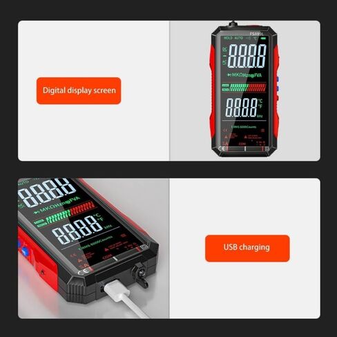 FS899L Digital Multimeter with Color Screen, USB-C Rechargeable Electrical Tester, 6000 Counts True RMS AC/DC Voltage Current Capacitance Resistance Frequency Temperature Measurement NCV Detector in Saudi Arabia