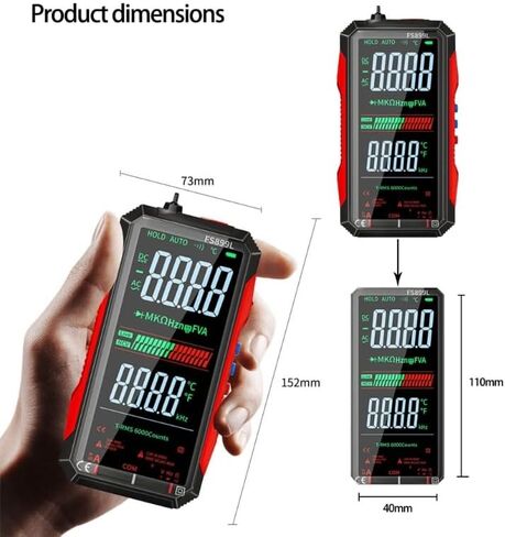 FS899L Digital Multimeter with Color Screen, USB-C Rechargeable Electrical Tester, 6000 Counts True RMS AC/DC Voltage Current Capacitance Resistance Frequency Temperature Measurement NCV Detector in Saudi Arabia