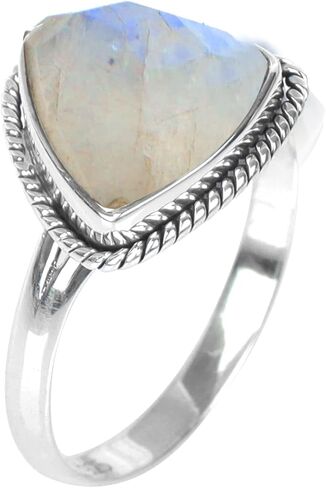 Rainbow moonstone Ring, 925 Sterling Silver Handmade Women's Ring in Saudi Arabia