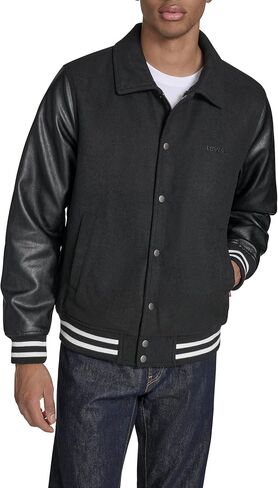 Levi's mens Mixed Media Letterman Varsity Jacket in Saudi Arabia