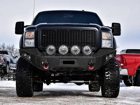 لـ 2011-2016 Ford F250/F350/F450/F550 المصد الأمامي والخلفي من الفولاذ مع لوحة ونش وأضواء مربعة (نسيج أسود) in Kuwait