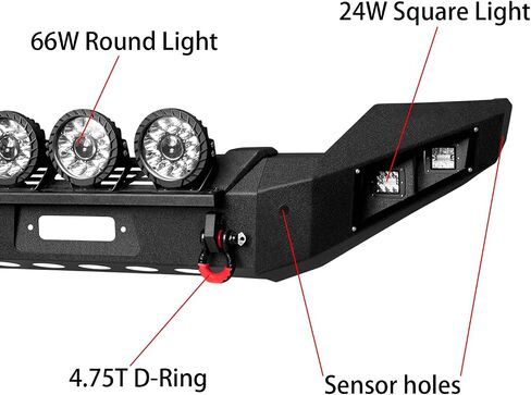 لـ 2011-2016 Ford F250/F350/F450/F550 المصد الأمامي والخلفي من الفولاذ مع لوحة ونش وأضواء مربعة (نسيج أسود) in Kuwait