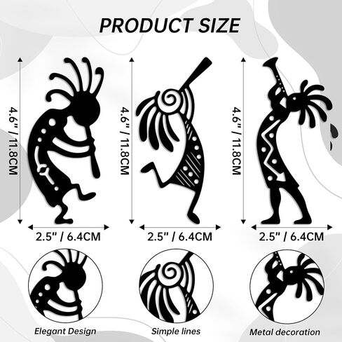 Metal Kokopelli Wall Art – Kokopelli Wall Decor Southwest Wall Decor for Indoor & Outdoor Use(Set of 3,Black) in Kuwait