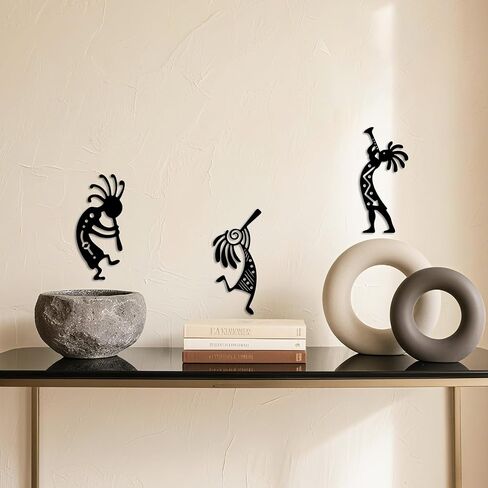 Metal Kokopelli Wall Art – Kokopelli Wall Decor Southwest Wall Decor for Indoor & Outdoor Use(Set of 3,Black) in Kuwait
