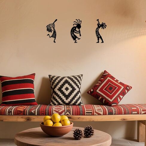 Metal Kokopelli Wall Art – Kokopelli Wall Decor Southwest Wall Decor for Indoor & Outdoor Use(Set of 3,Black) in Kuwait