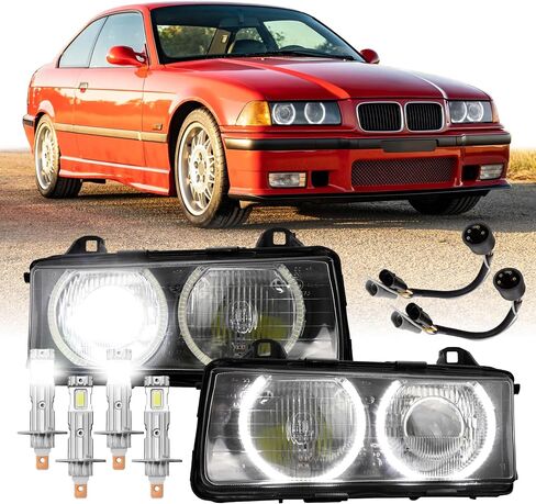 92-99 E36 3-Series Euro Headlight Wire Adapter for US Spec Low/High Beam – Head Light Wire Connector Plug (2 Piece) - Compatible with 1992-1999 BMW 3 Series E36 Coupe, Sedan and Convertible All Models in Kuwait