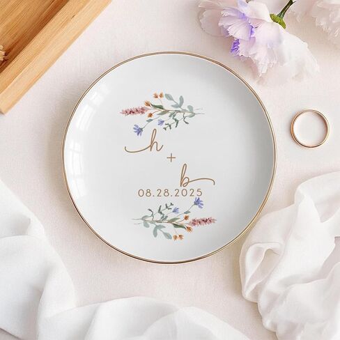 Personalized Couple Portrait Photo Ring Dish Engagement Gift, Ring Holder Dish Wedding Gift, Trinket Dish for Bride Wife, Jewelry Tray Gifts for Newly Engaged Couple Anniversary in Saudi Arabia
