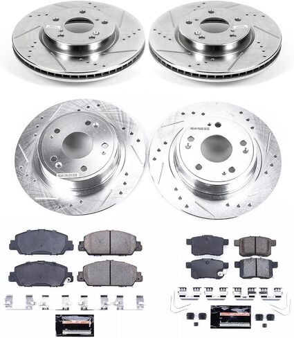 Power Stop K6516 Front and Rear Z23 Carbon Fiber Brake Pads with Drilled and Slotted Brake Rotors Brake Kit For Honda Accord [Application Specific] in Saudi Arabia