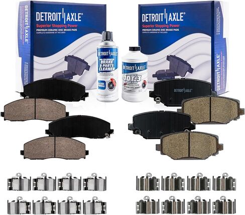 Detroit Axle - Brake Pads for Dodge Grand Caravan Journey Chrysler Town & Country Ram C/V VW Routan, Ceramic Brake Pads w/Hardware Front and Rear Replacement in Saudi Arabia