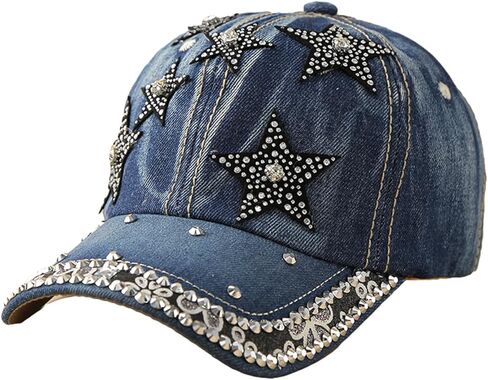 Women's Denim Baseball Cap with Pearl Rhinestone Trendy Y2k Visors UV Protection Sun Hat Outdoor 2025 in Kuwait