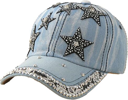 Women's Denim Baseball Cap with Pearl Rhinestone Trendy Y2k Visors UV Protection Sun Hat Outdoor 2025 in Kuwait
