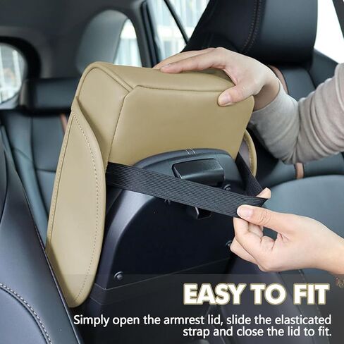 Hovom Car Center Console Cover, 13.39"×7.87"×2.76" Leather Armrest Cover for Cars, Memory Foam Armrest Pillow with Pocket, Cup Holder & Phone Slot, Universal Vehicle Arm Rest Cushion Pad (Black+Red) in Saudi Arabia