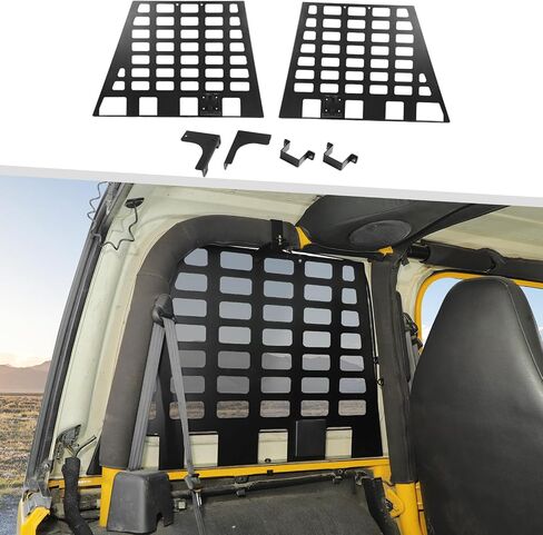 Jimen Fit for Jeep Wrangler TJ 1997-2006, 2PCS Rear Side Window Molle Panel Cargo Storage Rack in Saudi Arabia