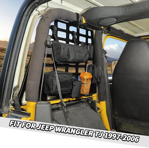 Jimen Fit for Jeep Wrangler TJ 1997-2006, 2PCS Rear Side Window Molle Panel Cargo Storage Rack in Saudi Arabia